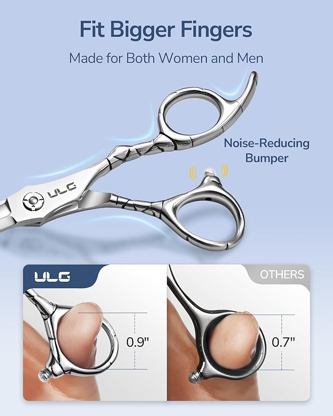 ULG Professional Hair Cutting Scissors 7" Japanese Stainless Steel Hand-Honed Barber Scissors for Home & Salon Use, Ergonomic Textured Handle for Men & Women