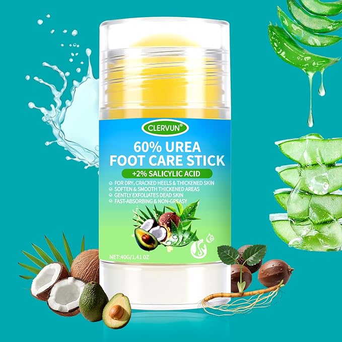60% Urea Cream Stick with 2% Salicylic Acid, Anti-Cracking Foot & Hand Cream Moisturizer for Dry Cracked Heel Feet, Knee, Elbow, Foot Balm Stick for Callus Remover & Dead Skin Softener (1)