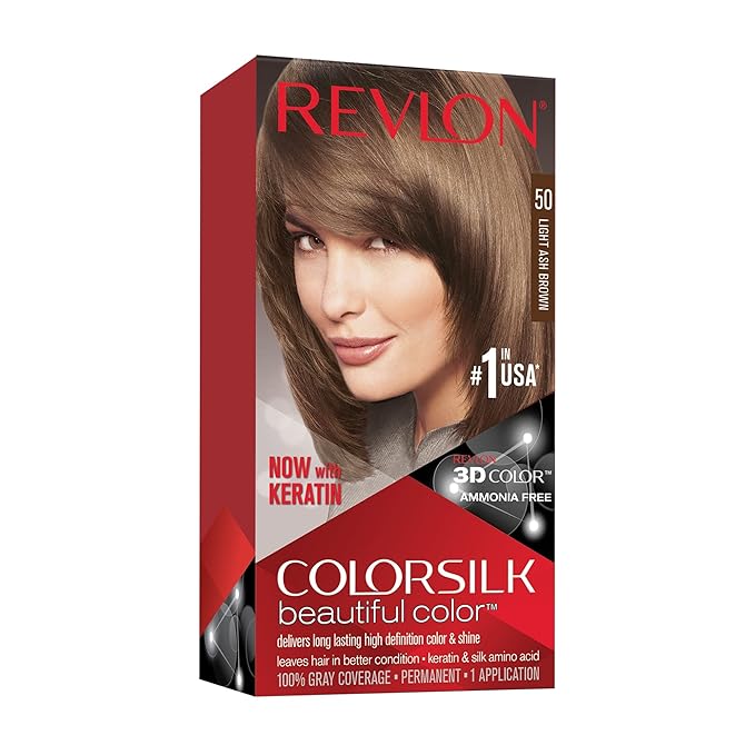 Revlon ColorSilk Hair Color, 50 Light Ash Brown 1 ea (Pack of 12)
