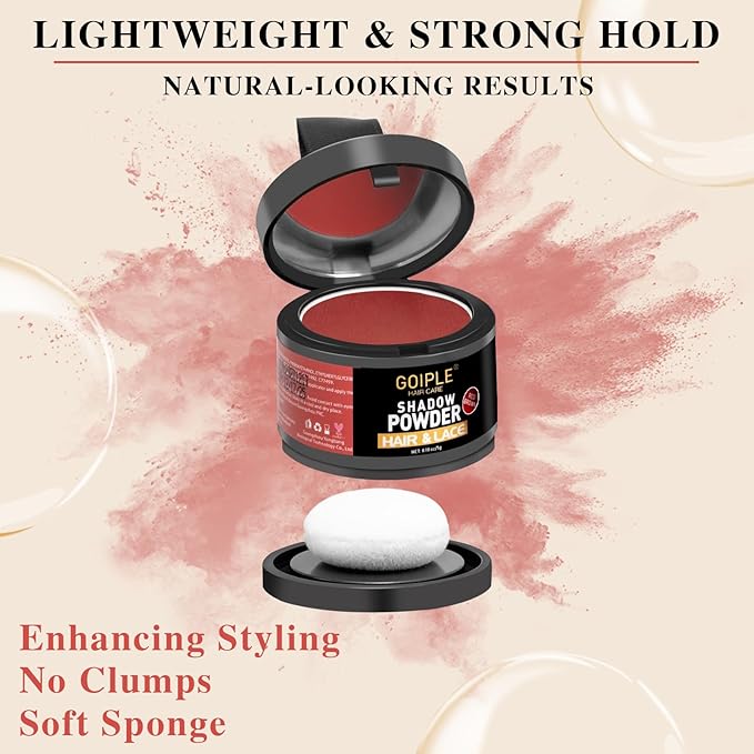Root Cover Up Powder for Women - Hairline, Bald Spots, Eyebrows, Beard Line Touch Up - Light Blonde Hair Fibers for Thinning Hair Shadow, 2 Pack (Red Brown)