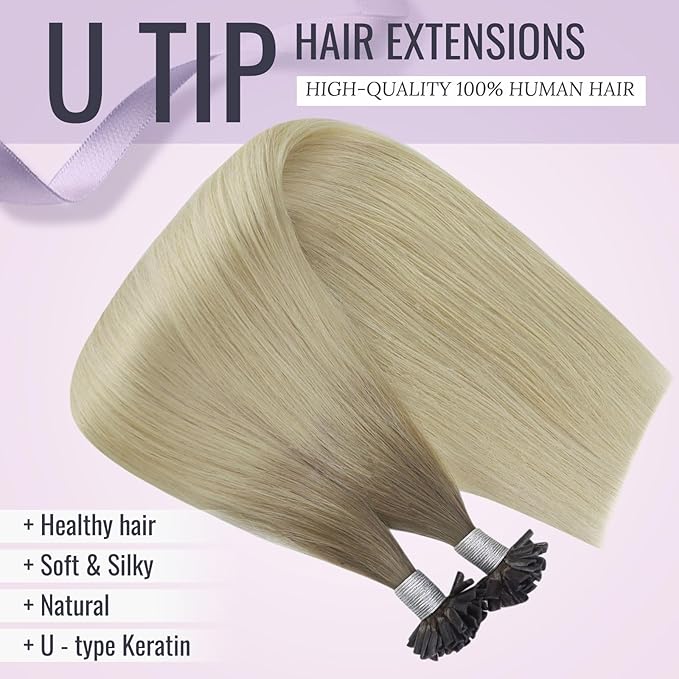Fshine Tape in Hair Extensions Remy Human Hair, Ombre Ash Brown to Platinum Blonde, 20INCH 50G, Skin Weft Seamless Invisible, Silky Straight with Thick Ends