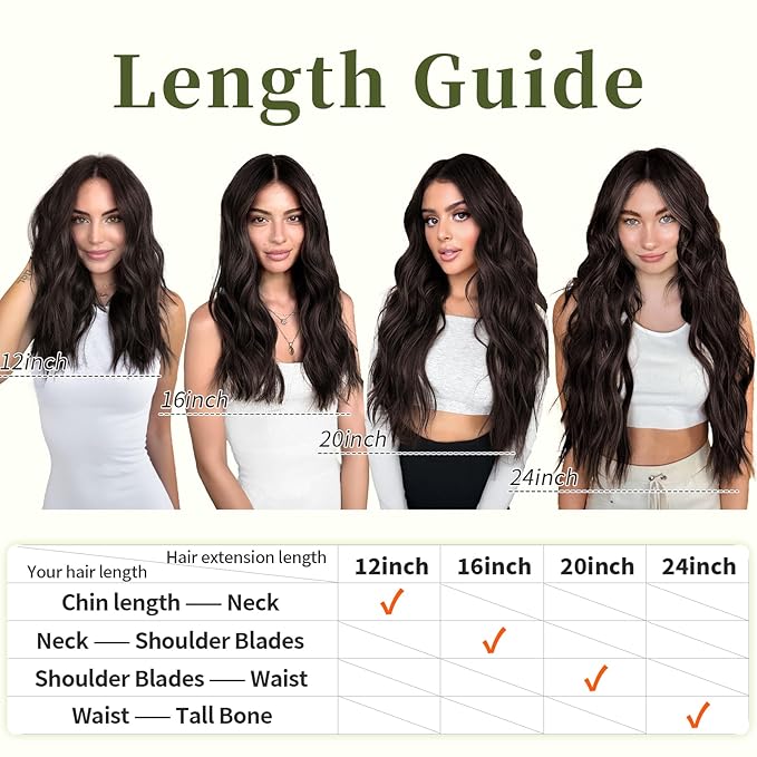 KooKaStyle Invisible Wire Hair Extensions with Transparent Wire Headband Adjustable Size 4 Secure Clips Long Wavy Synthetic Hairpiece for Women (24 Inch Rich Dark Brown with Warm Tones/6#)