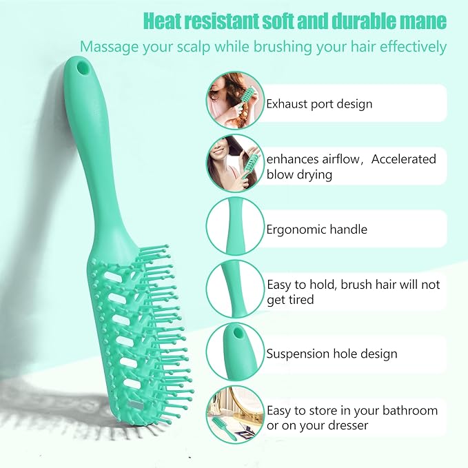 kuwa Detangler Brush for Curly Hair,Degradable Vented Hair brush,detangling brush for thick hair,Faster n Easier Detangle Wet or Dry Hair with No Pain