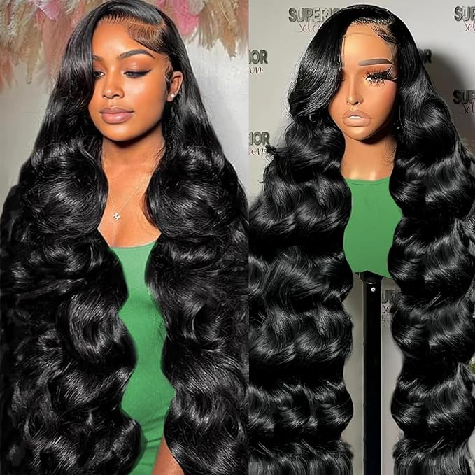 24 Inch Body Wave Lace Front Wigs Human Hair 200% Density 13x6 HD Lace Frontal Wig Pre Plucked Tangle-free Body Wave Wig with Baby Hair Virgin Human Hair Wigs for Women Daily