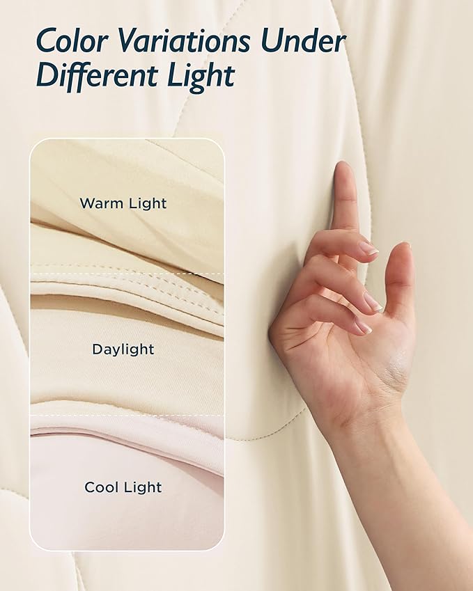 Breescape Cooling Comforter Queen Size - BlendTek™ Q-Max>0.46 Tech, Breathable Blanket for Hot Sleepers & Night Sweats Relief, Premium Lightweight Summer Bedding, 96x96 Inches, Ivory
