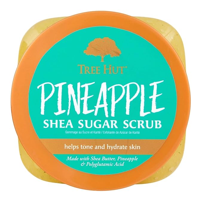 Tree Hut Pineapple Shea Sugar Scrub, Exfoliating, Hydrating & Moisturizing Body Scrub with Shea Butter & Nourishing Essential Oils, Smooth & Soften Skin, 18 oz