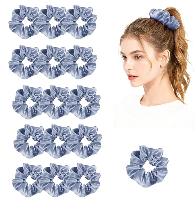 Womens Satin Scrunchies 16Pack Silk Scrunchy Silky Hair Ties Elastics Hairs Bow Hairtie Hairbands Ponytail Holder Accessory