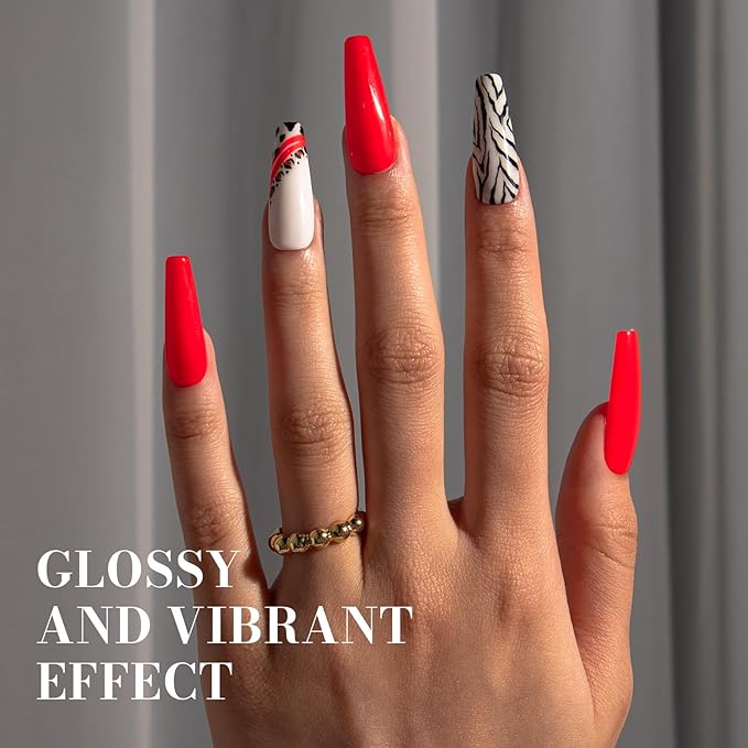 MelodySusie Neon Orange Gel Nail Polish,Red Orange Gel Polish Spring Summer Bright Color 224,Soak Off UV LED Nail Lamp Gift for Women Nail Art Manicure Salon DIY Nail Design at Home 0.5 Fl Oz-A2502