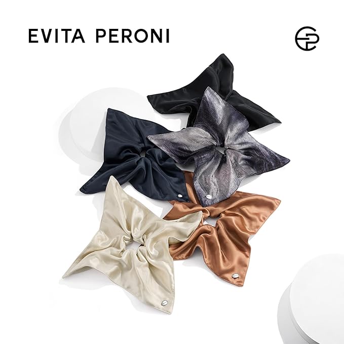 EVITA PERONI Hair Scrunchies for Women, Polyester and Acetate Hair Ties, Silky Smooth No-Damage Hair Bands, Gentle Elastic Ponytail Hold for Women Girls (Coconut Shell Brown)