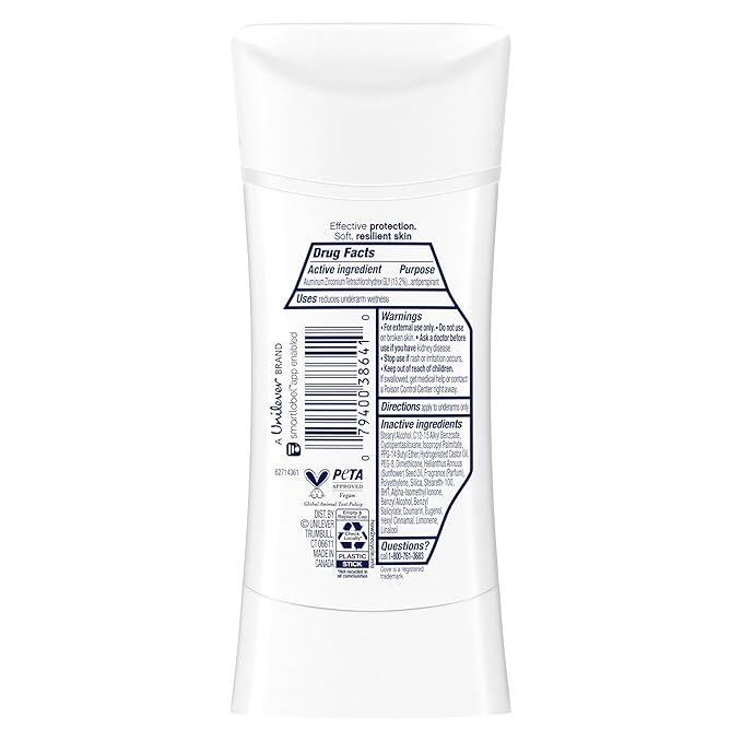 Dove Advanced Care Antiperspirant Deodorant Stick Caring Coconut 4 ct for helping your skin barrier repair after shaving 72-hour odor control and sweat protection with Pro-Ceramide Technology 2.6 oz