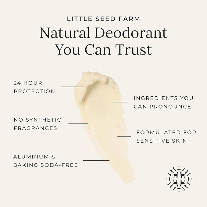 Little Seed Farm All Natural Deodorant Cream - Rosemary Patchouli - Aluminum Free Deodorant for Women or Men, Net Wt. 2.4oz | 68g
