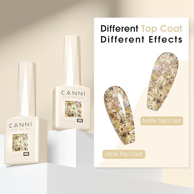 CANNI Glitter Gel Nail Polish 1pcs 9ml Stone Color Sparkle Soak Off UV LED Nail Gel Dawn Crystal Flash Series Nail Art Manicure Salon DIY