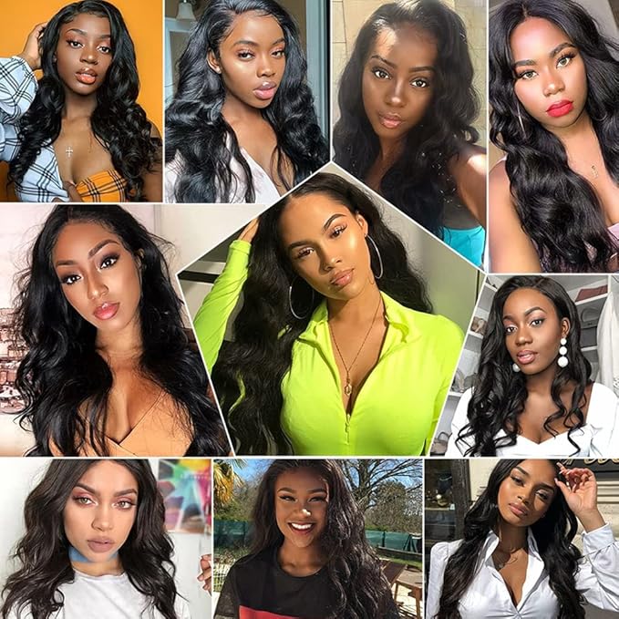 Body Wave Human Hair Bundles Natural Black Human Hair Bundles Body Wave Bundles 20 22 24 inch Long Hair 3 Bundles Double Weft Natural Black Color