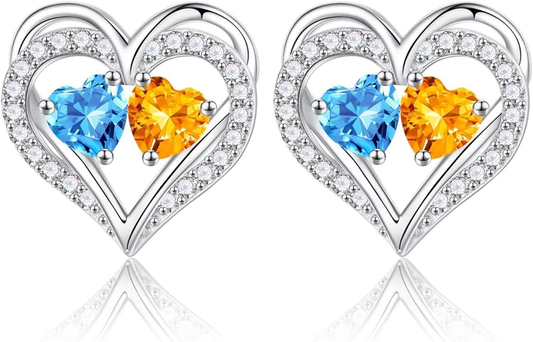 Iefil Christmas Gifts for Women Wife - 925 Sterling Silver Birthstone Earrings, Anniversary Birthday Gifts for Women Wife Girlfriend Mom