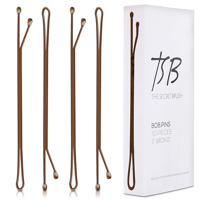 TSB Leeno No.3 Bronze Bob Pins Set of 30 – 3.0 Inch Bob Pins Designed by Styling Experts for Firm Hold – 3X Retention, Slideproof, Extra Durable, Premium Quality – Revolutionize Your Hair Style
