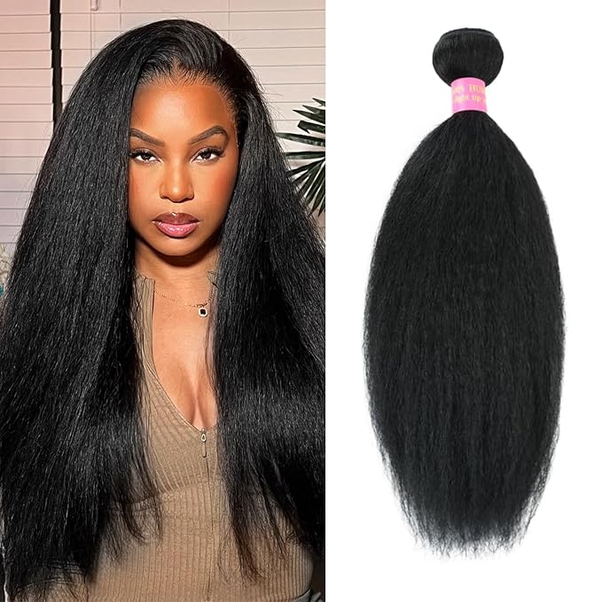 22 Inch Kinky Straight Bundles 1 Bundles Weave 100% Unprocessed Brazilian Virgin Remy Hair Sew in Yaki Straight Bundles For Black Women