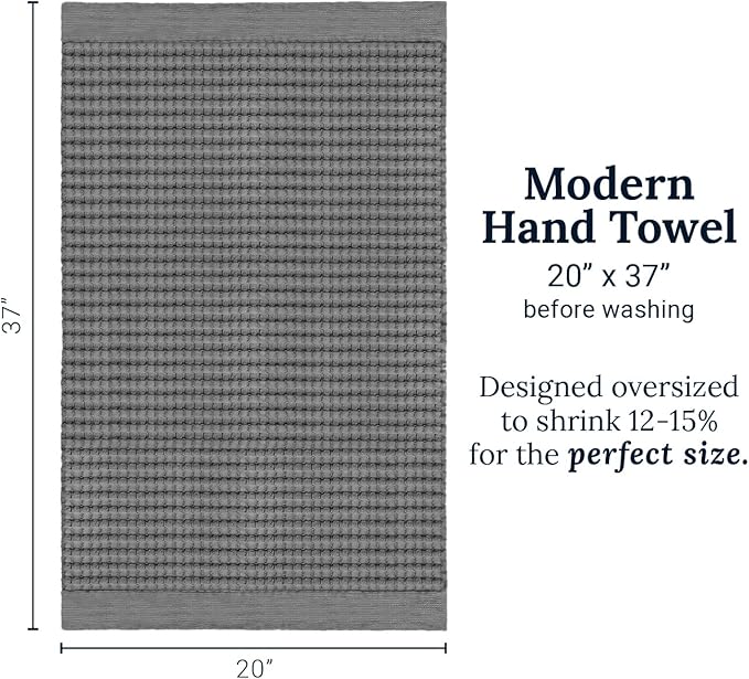 GILDEN TREE Waffle Hand Towels for Bathroom Quick Dry Large Luxury Lint Free Super Absorbent Cotton Hand Towels Set of 2, Modern Style (Slate)