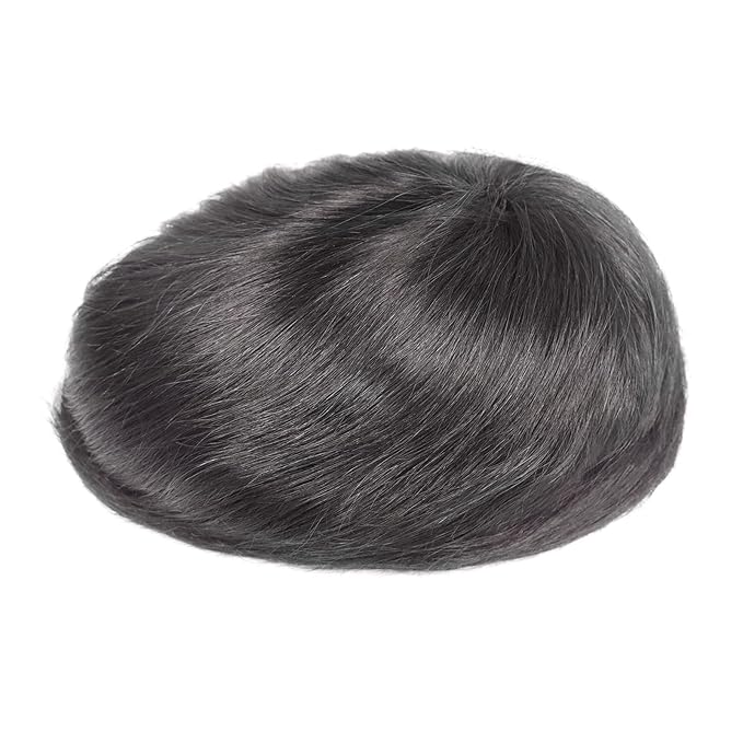 6x8 7x9 Hair Men’s Toupee Mono Lace PU Hairpiece Replacement Capillary Prosthesis System 100% Human Hair Breathable Durable Males Wig Natural Black (OCT, 6X8)