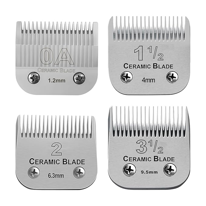 4 Packs Detachable Replacement Ceramic Blades,Compatible with Andis/oster Classic 76/Star-Teq/Power-Teq/A5 Clipper,Cut Length 3/64"to 3/8"