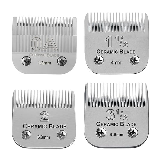 4 Packs Detachable Replacement Ceramic Blades,Compatible with Andis/oster Classic 76/Star-Teq/Power-Teq/A5 Clipper,Cut Length 3/64"to 3/8"