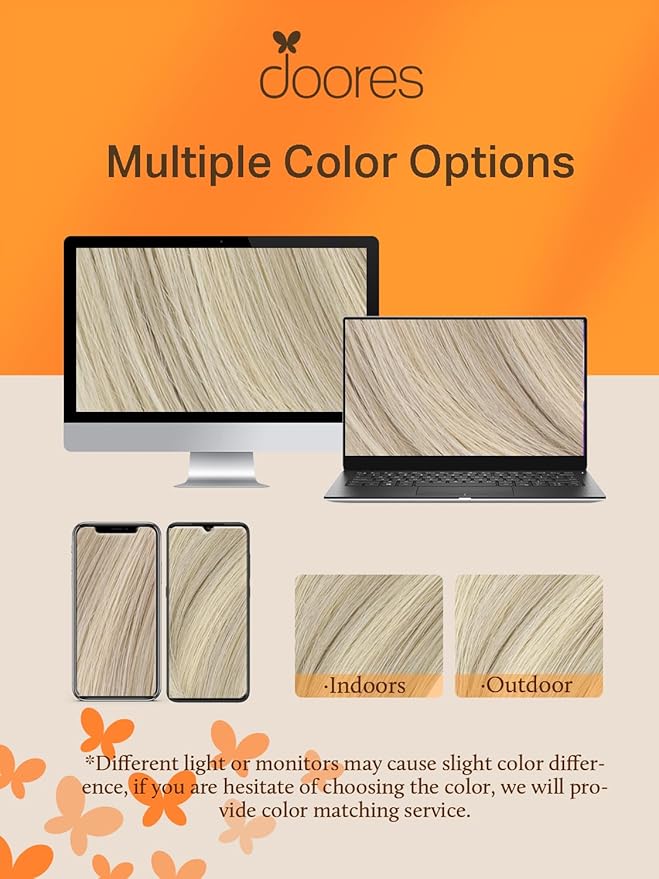 DOORES Human Hair Extensions, Ash Blonde Highlighted Platinum Blonde, 10 Inch, 20g, 10pcs, Tape in, Straight Remy Hair Extensions