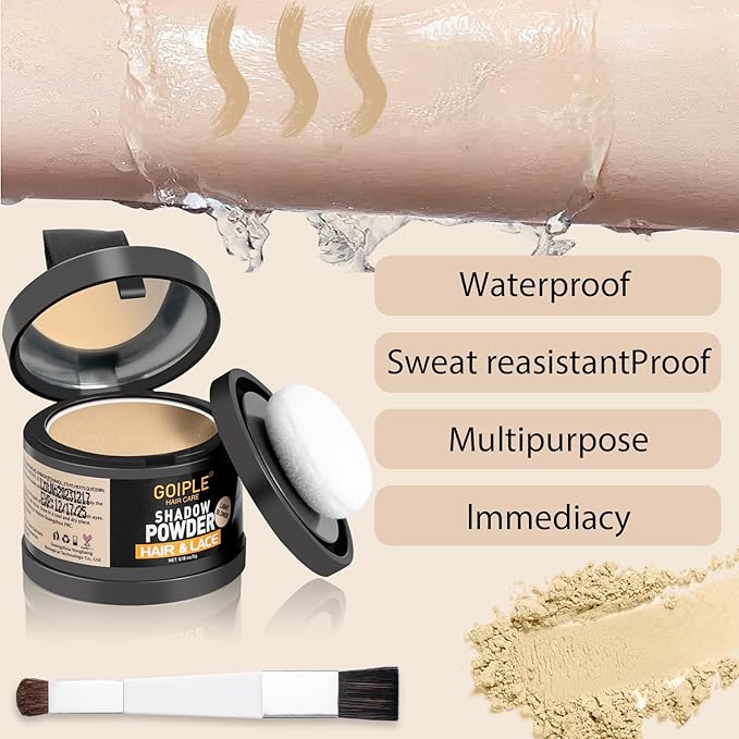 Root Cover Up Powder Hairline Powder for Women Root Touch Up Hair Color for Bald Spots, Eyebrows, Beard Line, Light-Blonde Hair Fibers for Thinning Hair Shadow Cover Up 2 Pack (Light Blonde)