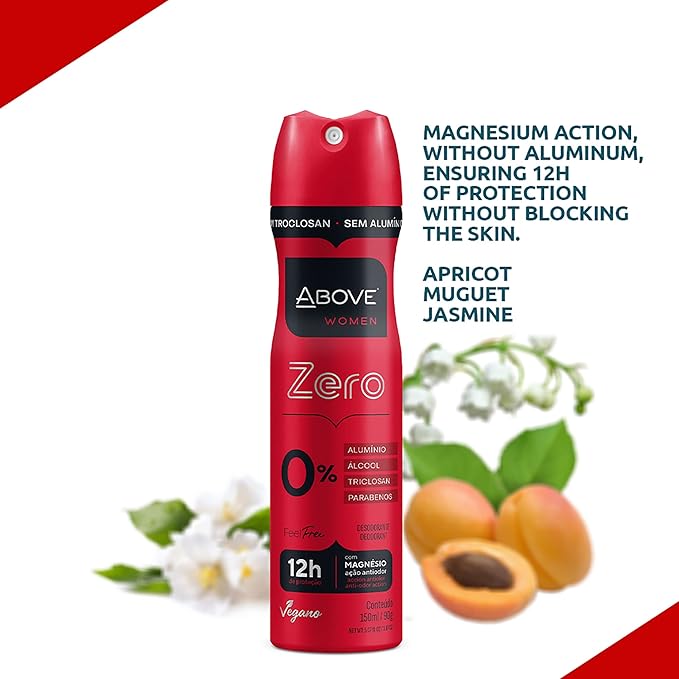 ABOVE Feel Free Zero Set, 4 Pcs - Spray Deodorant for Women - 12-Hour Protection - No Stain - Dry Spray - Aluminum Free Deodorant Spray - Cruelty-Free