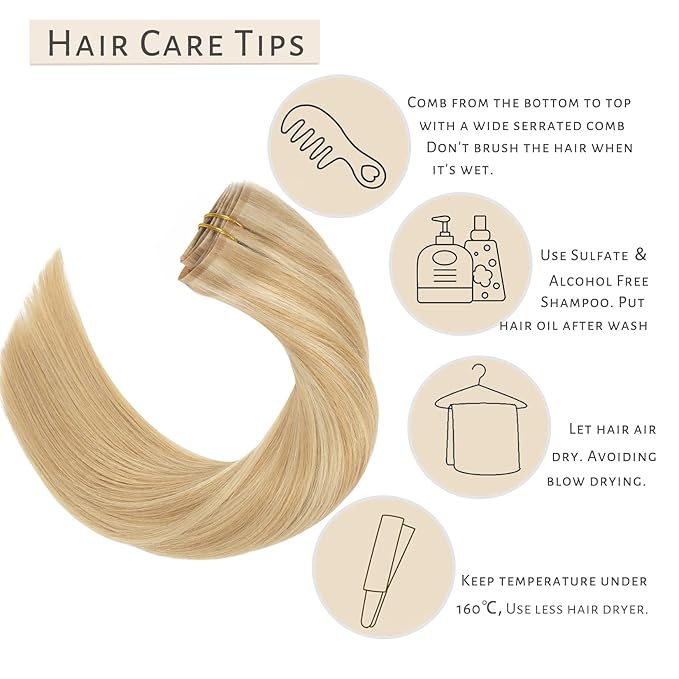 Caliee 18Inch Seamless Clip in Hair Extensions Real Human Hair Balayage P12-60A Dark Ash Blonde Mixed Platinum Blonde Hair Extensions Human Hair Straight Full Head 110G 7Pcs