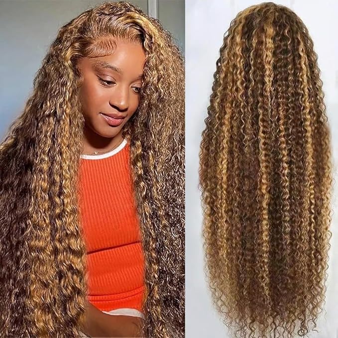 Honey Blonde Wig Human Hair Deep Wave 13x6 Hd Lace Front Wigs Human Hair 4/27 Highlight Ombre Wig Lace Frontal Wig Pre Plucked For Women 22inch