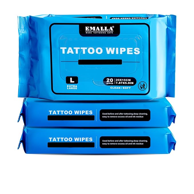 Yuelong Tattoo Wipes for During Tattooing & Aftercare, 60Count All in One Tattoocare Wipes for Tattooing Microblading Piercing Care Tattoo Supplies