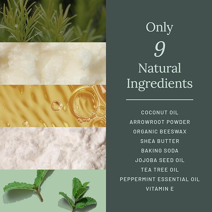 Aluminum Free Deodorant for Women & Men – Clean, Plant-Based, & Premium Formula with Tea Tree and Essential Oils - Non toxic, Fragrance Free Natural Deodorant for Sensitive Skin - Peppermint (1 Pack)