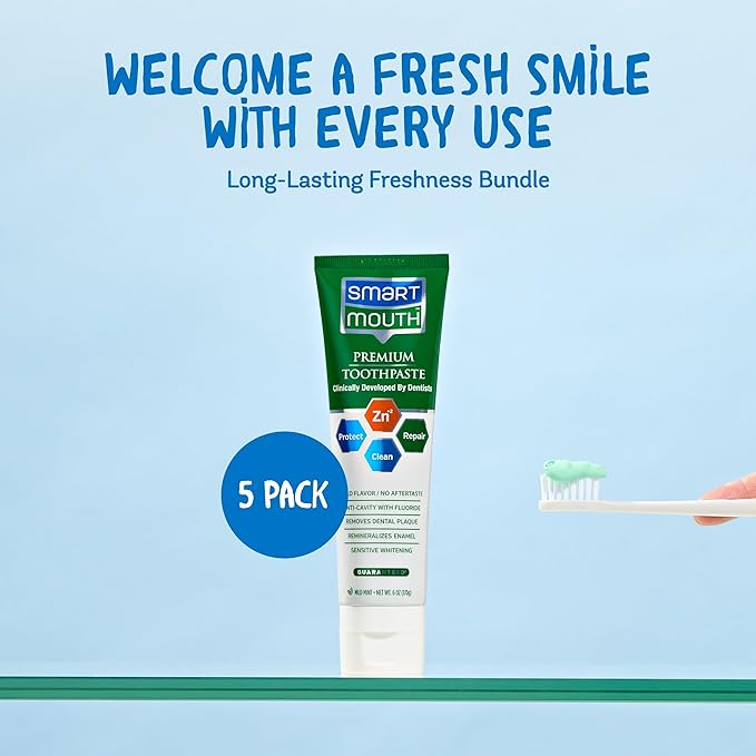 SmartMouth Premium Toothpaste for Elite Oral Health Protection, 6 oz Each, 5 Pack