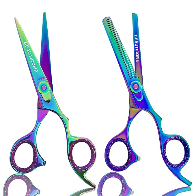 Hair Cutting & Thinning Scissors Set, Professional 6.5" Barber Shears for Haircut Men/Women, Beard & Mustache Trimming Stainless Steel Hairdressing Scissors, Adjustable Screw