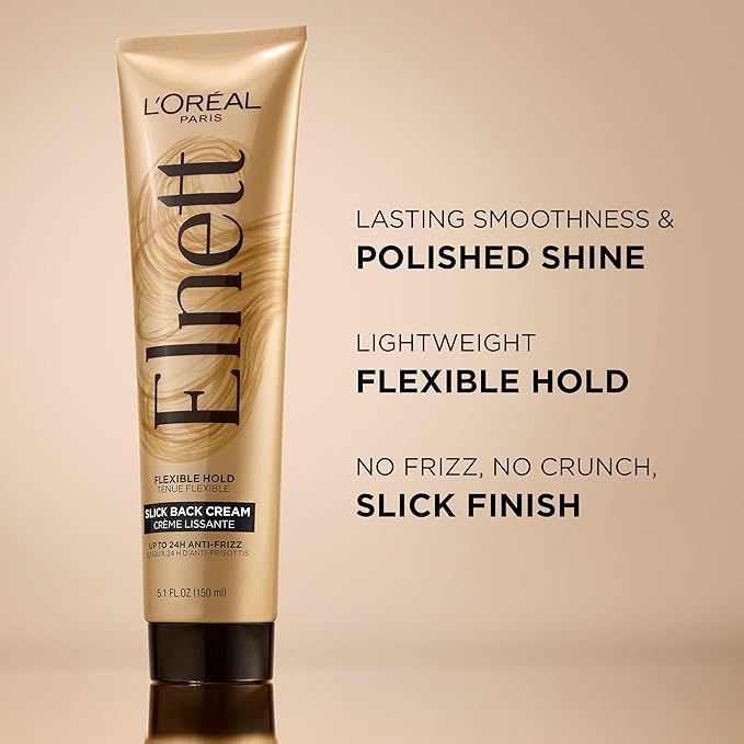 L'Oreal Paris Elnett Slick Back Styling Cream, Anti-Frizz Hair Cream for Flexible Hold, Frizz Control, Polished Shine and Slick Finish, 5.1 Fl Oz