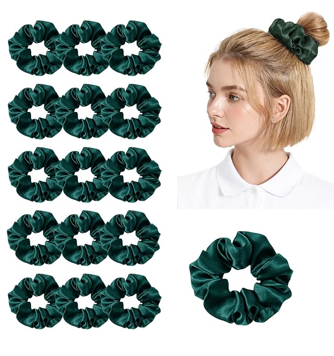 Womens Satin Scrunchies 16Pack Silk Scrunchy Silky Hair Ties Elastics Hairs Bow Hairtie Hairbands Ponytail Holder Accessory