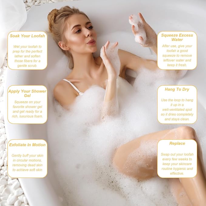 2 PCS Mini Soft Loofah Travel Size with Shower Flower Ball Natural Loofah Bath Sponge with Elastic Hand Strap Scrubber Glove Exfoliating Body Sponge Pad for Body Face Deeply Clean