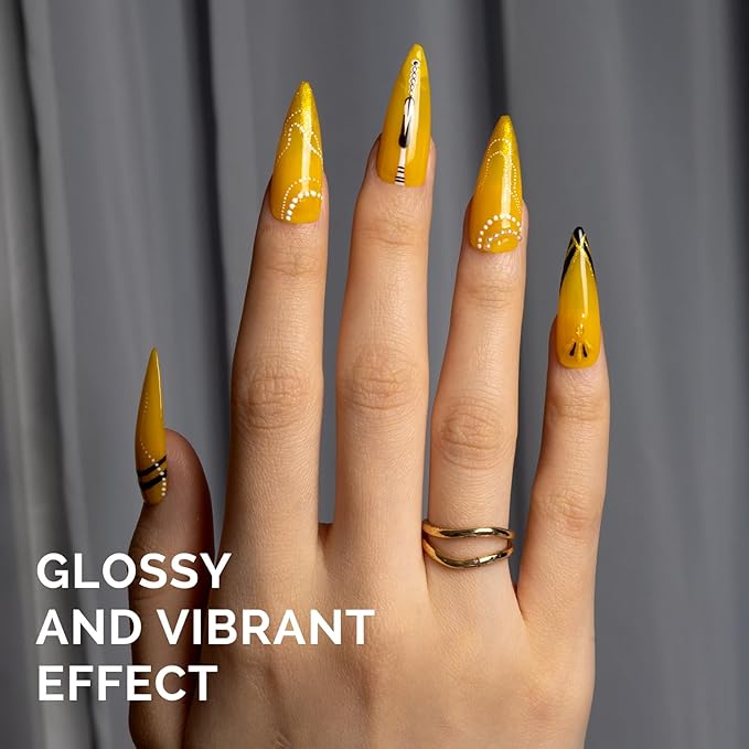 MelodySusie Jelly Yellow Gel Nail Polish,0.5fl oz Soak Off UV LED Bright Transparent Yellow Gel Polish Nail Art Manicure Salon DIY Nail Design Decoration at Home Christmas Gift for Women-1644