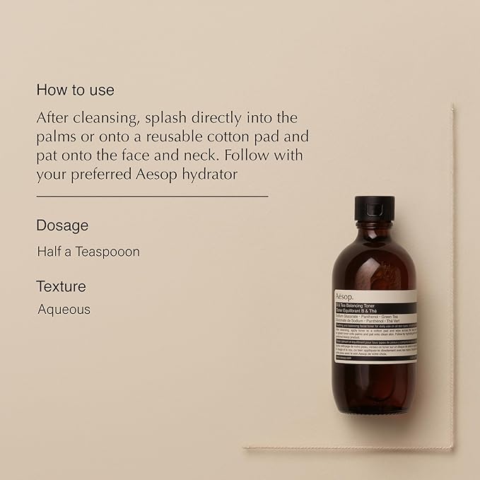 Aesop B & Tea Balancing Toner with B5 | Refines Pores, Balances, and Prepares Skin | Gentle, Alcohol-Free Blend | 6.7 oz