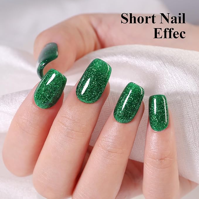 10ml Hema Free Glitter Gel Nail Polish Soak Off Long Lasting Christmas Green Gel Polish Salon DIY at Home Gift for Women 1Pcs