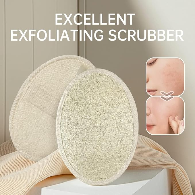 Exfoliating Natural Loofah Sponge Back Scrubber for Shower, Exfoliating Sponge for Shower, Bath Shower Scrubber for Men and Women