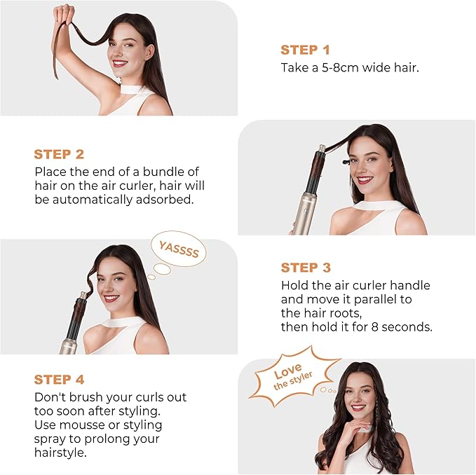 6 in ONE Hair Dryer Brush, Blow Dryer Curling Wand Hair Styling Tools Set, Ionic Hot Air Massage Oval Blowout, Left&Right Styler 100-120V