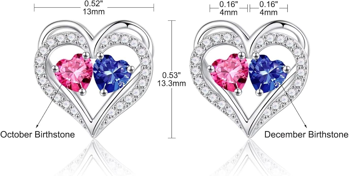 Iefil Christmas Gifts for Women Wife - 925 Sterling Silver Birthstone Earrings, Anniversary Birthday Gifts for Women Wife Girlfriend Mom