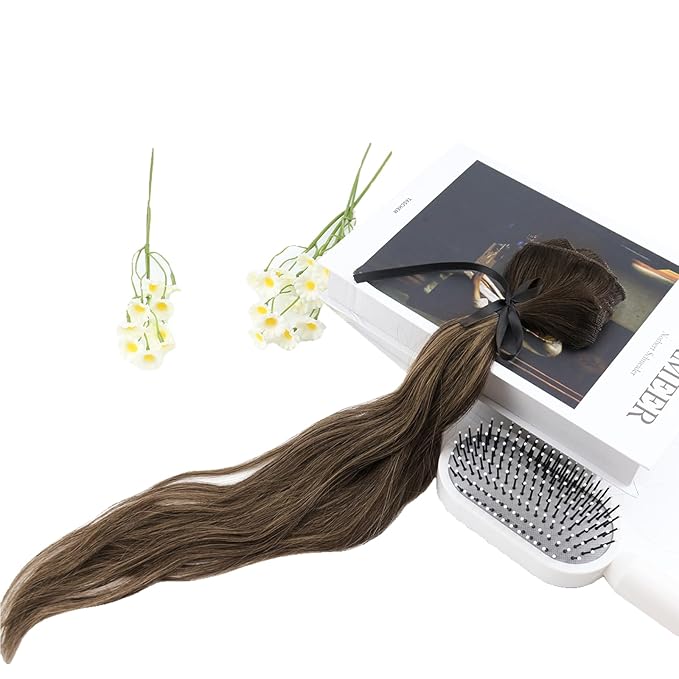 Full Shine Dark Brown Hair Extensions Clip in Human Hair 3 Pcs 60 G 20 Inch Balayage Dark Brown Straight Invisible Thin Clip in Hair Extensions