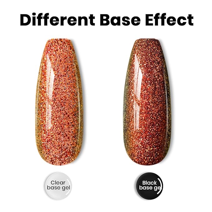 RARJSM Chameleon Gel Nail Polish Orange to Green Multichrome Big Flakes Color Changing Glitter Chrome GelPolish Curing Requires Sparkle Shimmer Nail Gel Varnish Soak Off DIY at Home Salon 15ml
