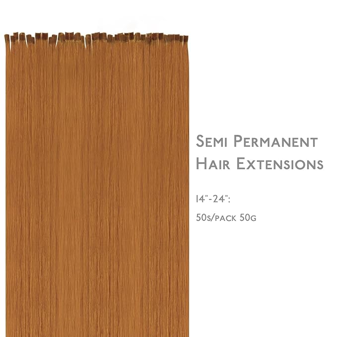WENNALIFE U Tip Hair Extensions Human Hair, 50g 50s 14 Inch Auburn Ginger Remy Hair K Tip Invisible Straight Keratin Hot Fusion
