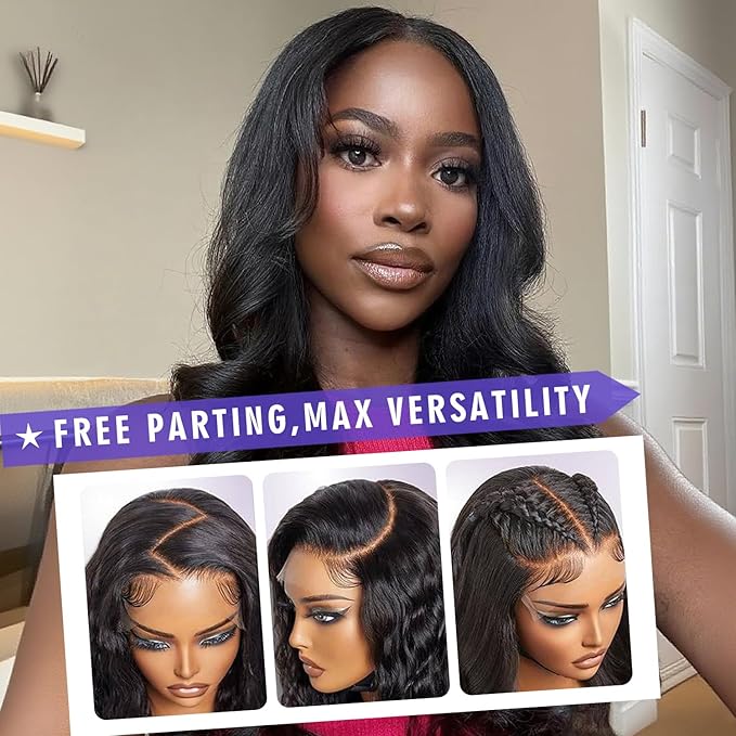 32 Inch 13x6 Lace Front Wigs Human Hair Pre Plucked 200% Density Body Wave HD Transparent Lace Frontal Wigs For Women 100% Real Human Hair Natural Color