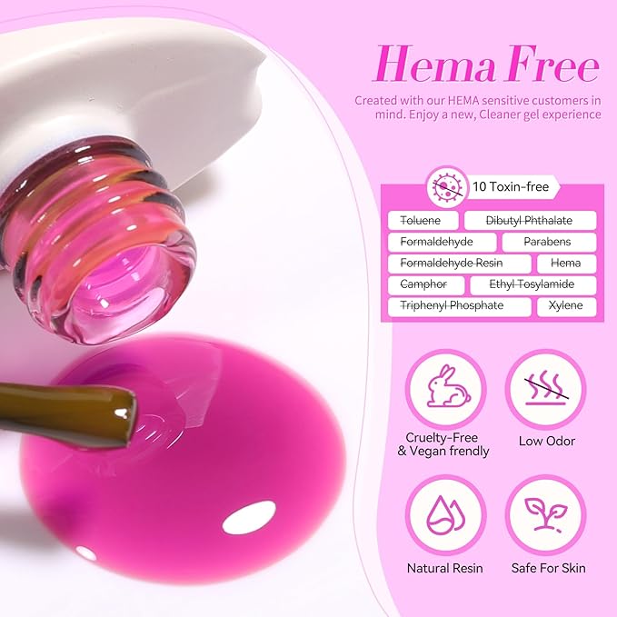 BORN PRETTY Ice Jelly Gel Nail Polish Jelly Halloween Hot Pink Gel Polish Sheer Transparent Hot Pink Natural Translucent Hema-Free Soak Off Gel Polish Nail Art DIY Christmas Gift 15ML