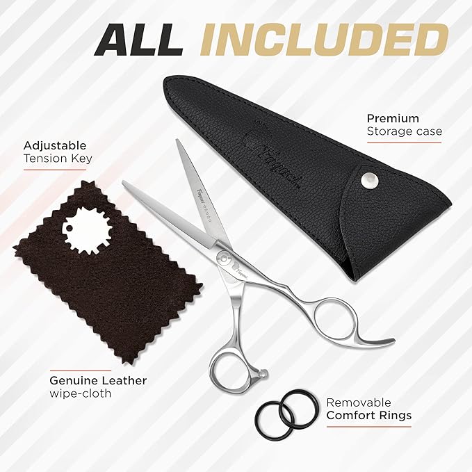 Fagaci Professional Hair Scissors & Thinning Shears, 6" Extremely Sharp, 440C Steel