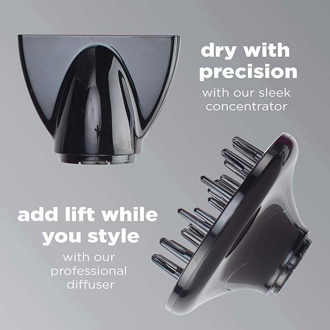 INFINITIPRO BY CONAIR Hair Dryer with Diffuser | Volume and Shine Pro AC Motor Blow Dryer | Includes Diffuser and Concentrator | Rose Gold