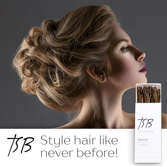 TSB Leeno No.3 Bronze Bob Pins Set of 30 – 3.0 Inch Bob Pins Designed by Styling Experts for Firm Hold – 3X Retention, Slideproof, Extra Durable, Premium Quality – Revolutionize Your Hair Style